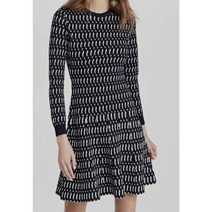 Shoshanna Women's Blue Crewneck Aspen 3/4-Sleeve Dress Size XS